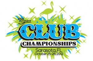 The logo for the 2012 USA Ultimate Club Championships in Sarasota, Florida.