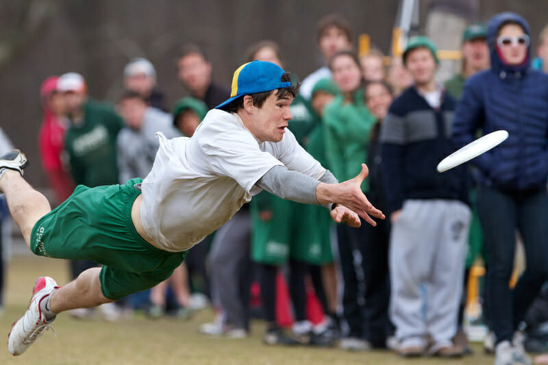 Dartmouth's Andrew Pillsbury lays out for the catch at the 2013 New England Open.