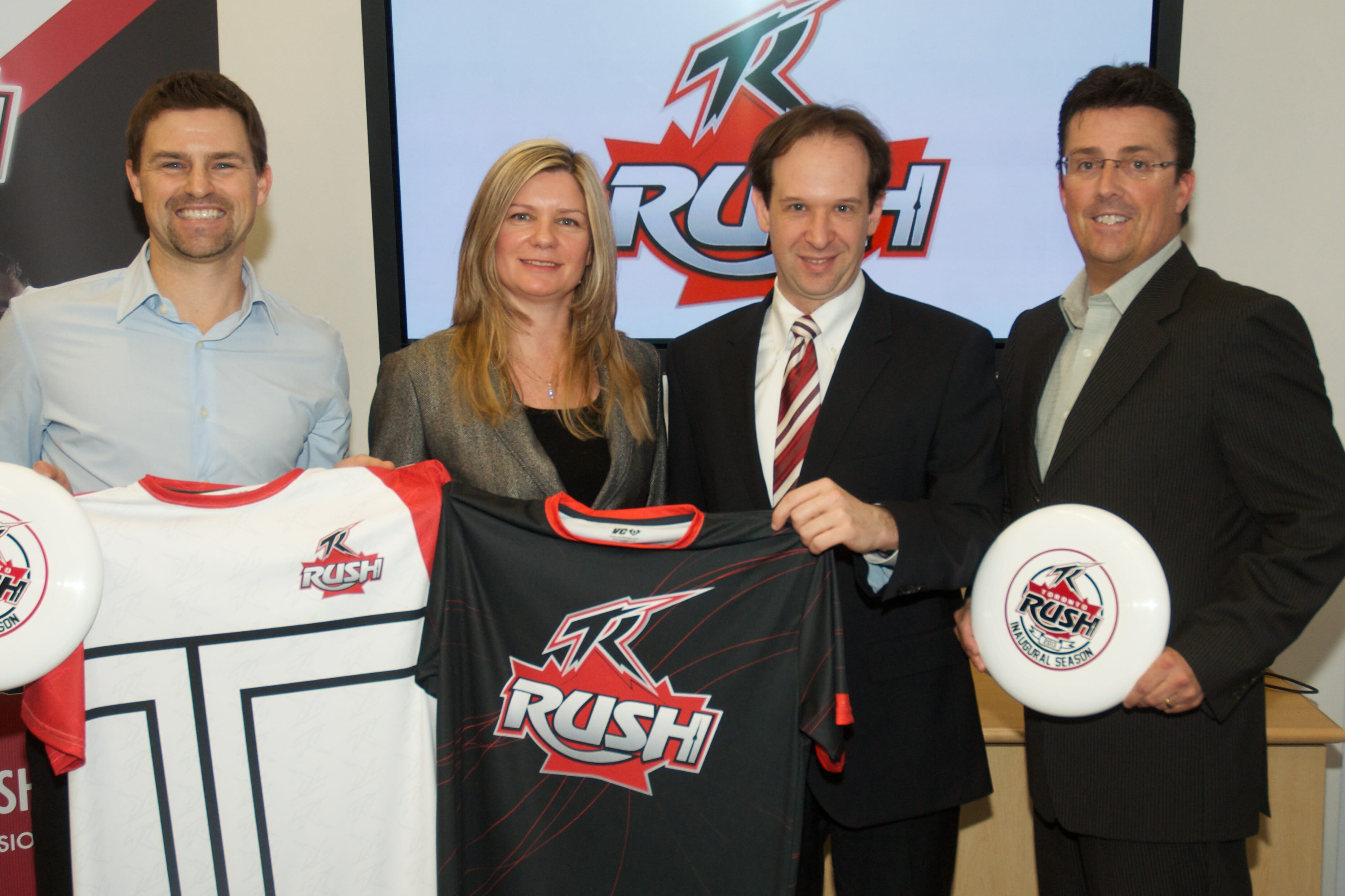 A picture of the Toronto Rush's press conference.