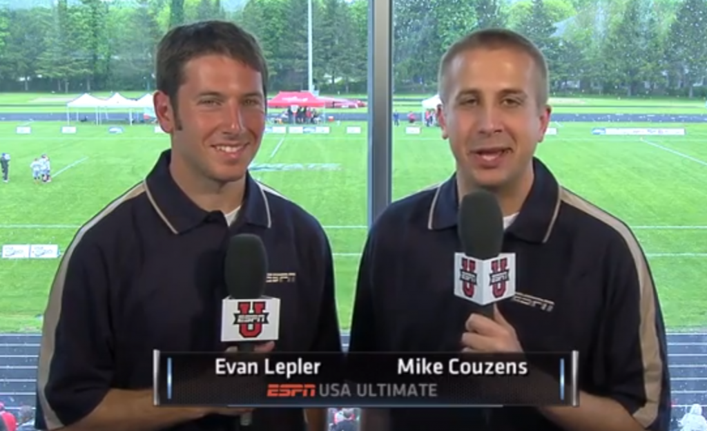 ESPN broadcasters Mike Couzens and Evan Lepler.