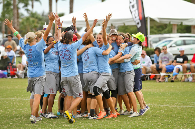 San Francisco Fury celebrates after winning the 2012 Club Championships.