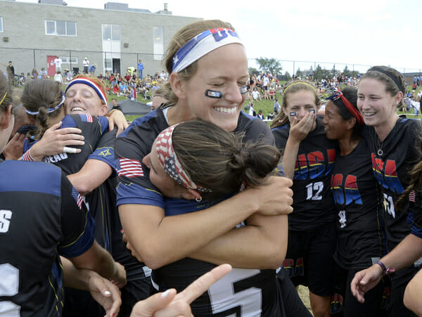 Team USA (Women) celebrates after winning gold at the U23 World Championships in Toronto.