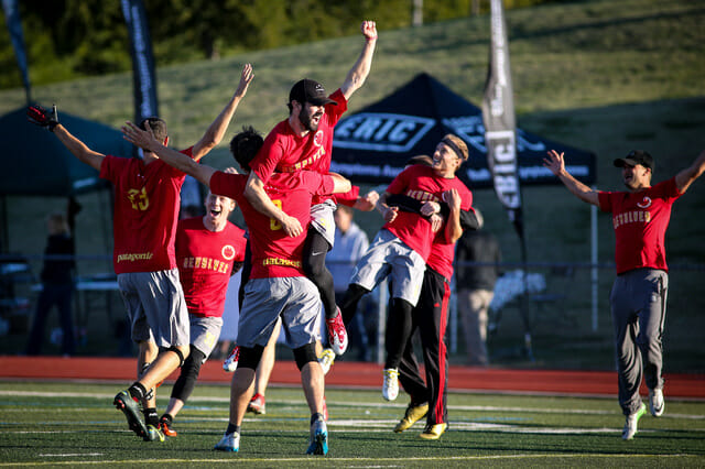 San Francisco Revolver celebrates after winning their third national title in four years. Photo: Christina Schmidt -- UltiPhotos.com
