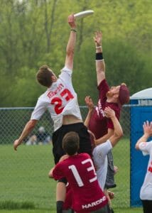 A Puget Sound player rises above the Harding defender at the 2013 D-III National Championships. A Puget Sound player rises above the Harding defender at the 2013 D-III National Championships.