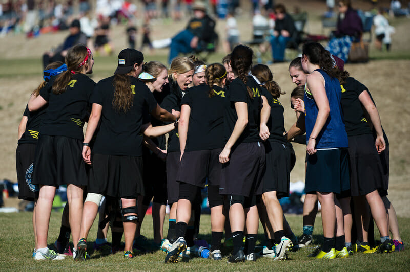 Michigan huddles up at the 2014 Queen City Tune Up.