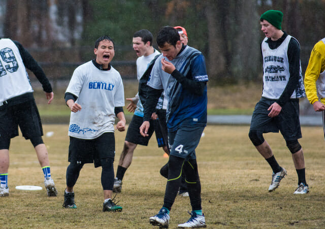 Bentley gets fired up after scoring against Georgetown at the 2014 New England Open.
