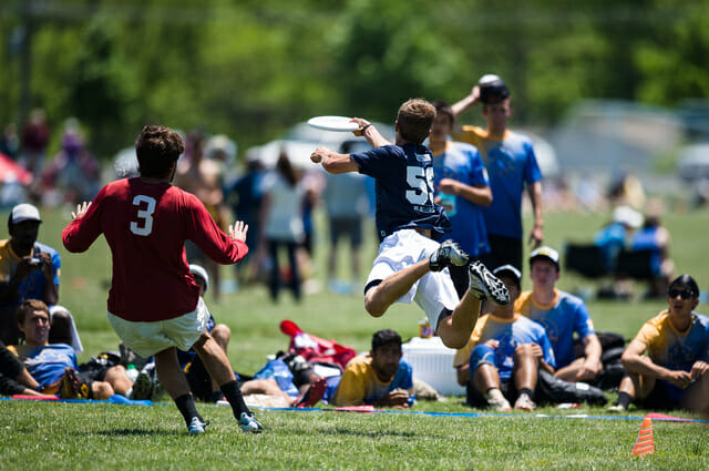 A Pittsburgh player lays out at the 2014 College Championships.