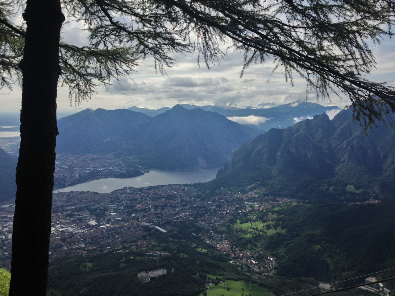 The view of Lecco from Mount Resegone on the Piani D'Erna plateau.