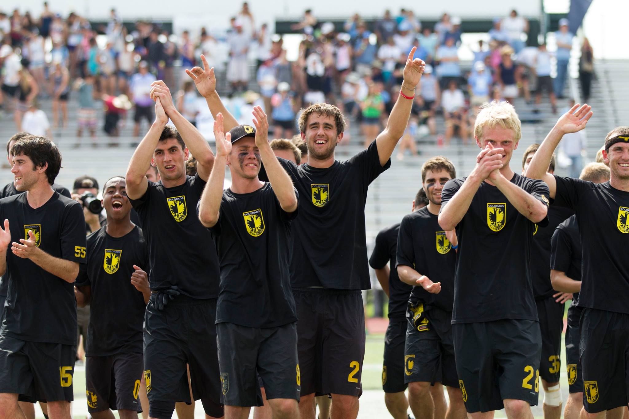 Colorado Mamabird celebrates winning their 2014 College Championship