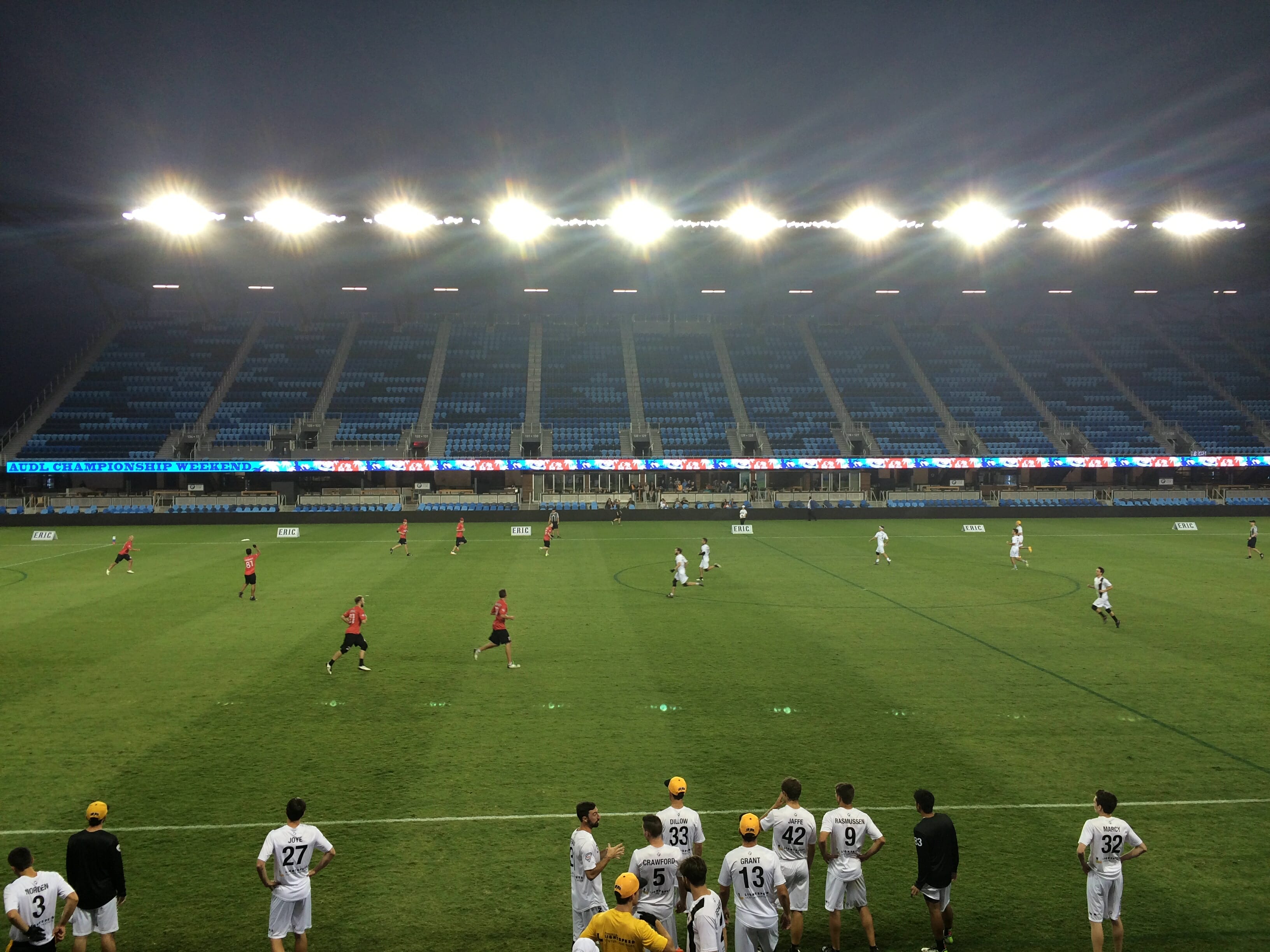 Watching the teams play under the lights in a stadium of Avaya's size was awesome.