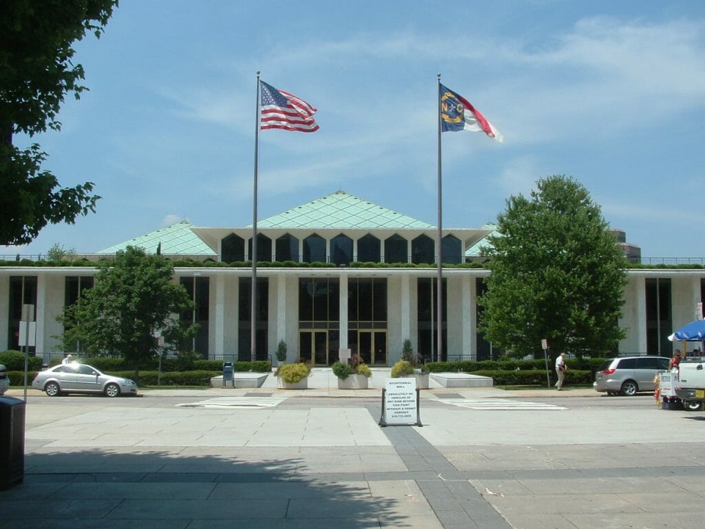 The North Carolina state legislature building.