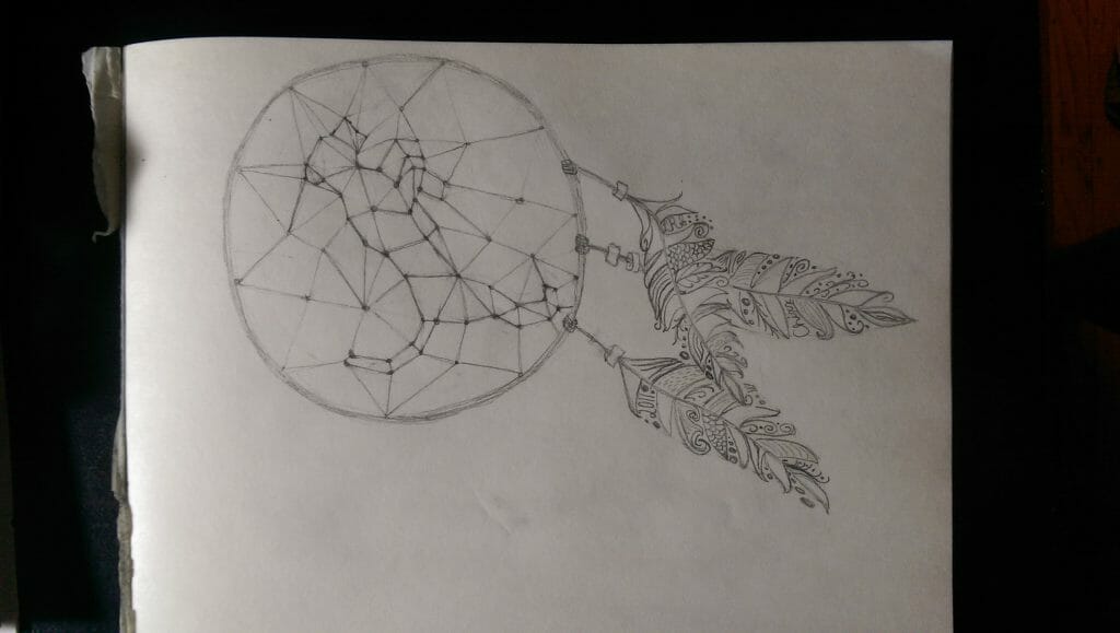 A sketch of the LSU dream catcher logo.